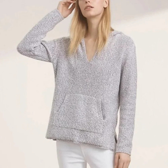 Aritzia Community Knit V Neck Pullover Hoodie Sweater Heather Grey Size Small - Picture 1 of 7